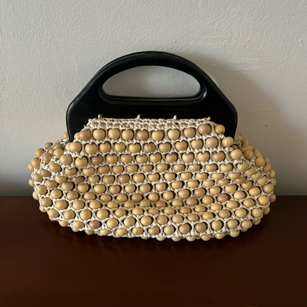 Vintage wood beaded bag